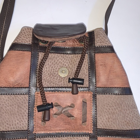 🆕 Handmade Brown Patchwork Leather Crossbody Bag from Argentina - Picture 4 of 10